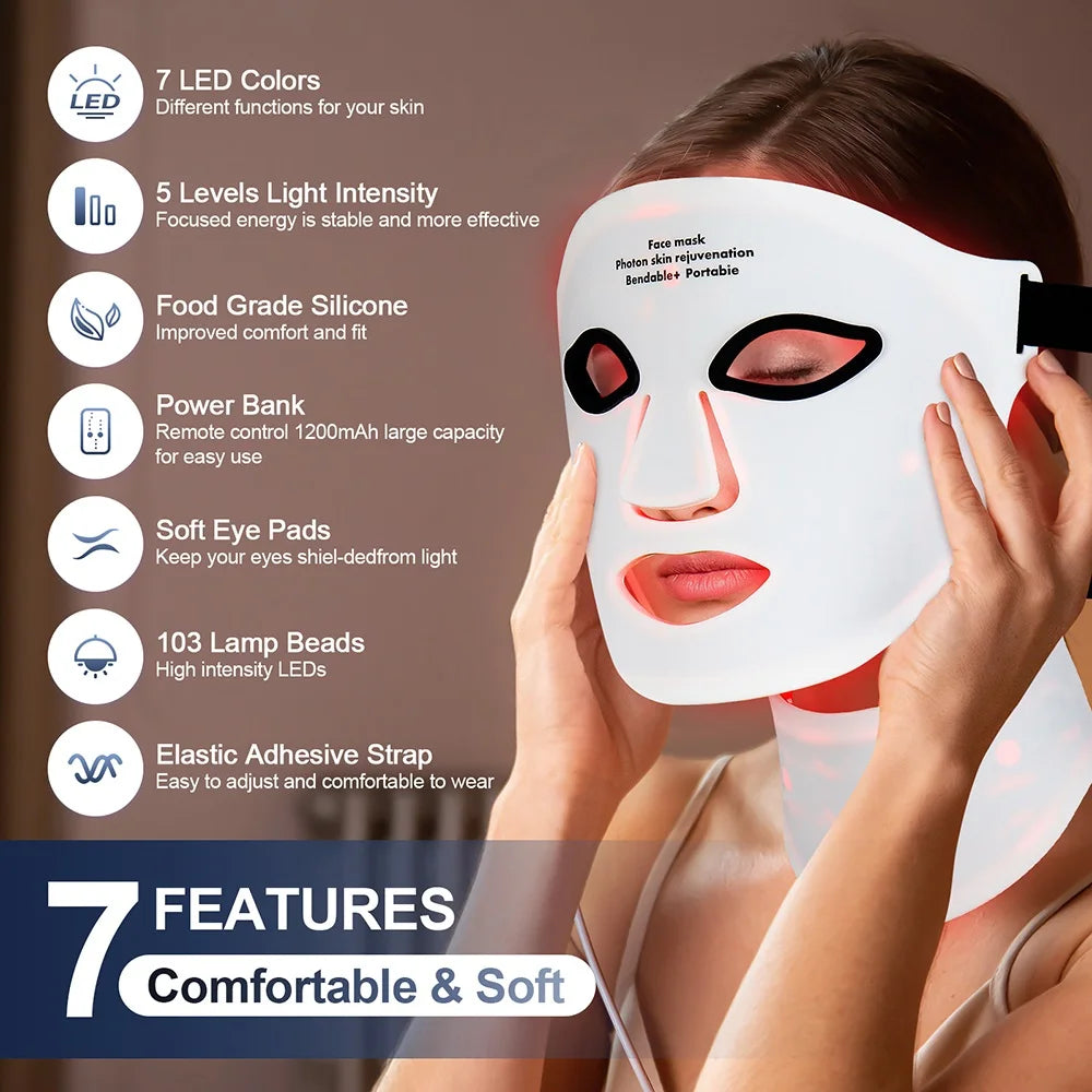 7-Color LED Face & Neck Therapy Mask